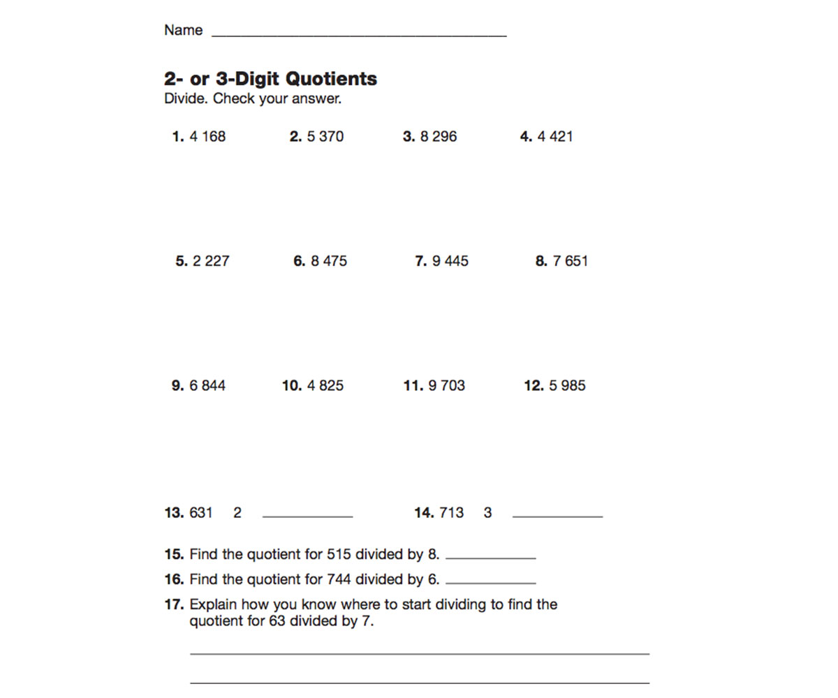 2 or 3 Digit Quotients