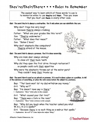 They're/Their/There Practice Page for Language Arts