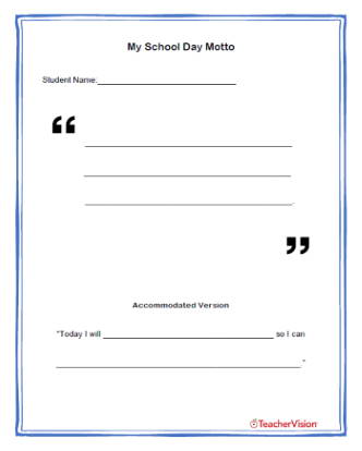 My School Day Motto Activity