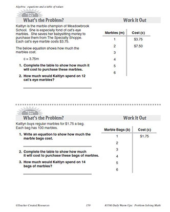 Algebra Daily Math Warm-Ups and Answer Key Grade 5-8