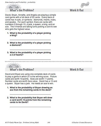 Data Analysis and Probability Daily Math Warm-Ups and Answe Key Grade 4-6