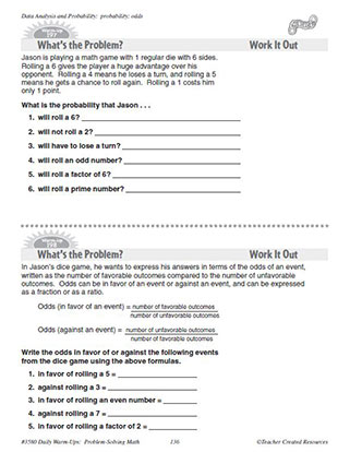 Data Analysis and Probability Daily Math Warm-Ups and Answer Key Grade 5-7