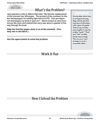 Using Logical Reasoning Daily Math Warm-Ups and Answer Key Grade 5-7 