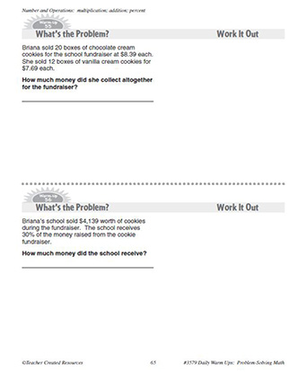 Number and Operations Daily Math Warm-Ups and Answe Key Grade 4-6