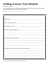 Getting to Know Your Students - Student Info Form for Parents