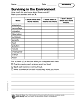 Surviving in the Environment: Vocabulary