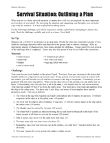 Survival Situation: Outlining a Plan