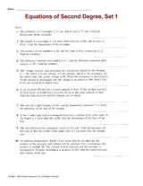 Equations of Second Degree, Set 1