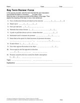 Physical Science Key Term Review: Force