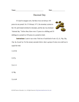 Decimal Day Worksheet