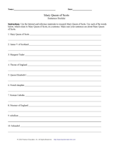 Mary Queen of Scots Sentence Builder