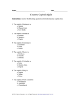 Capitals of the World Quiz