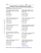 Female Writers and Performers Quiz