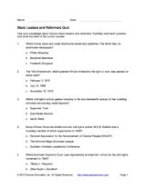 Black Leaders and Reformers Quiz