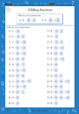 Adding & Simplifying Fractions I (Grade 4)