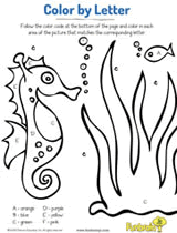 Silly Sea Horse Color by Letter